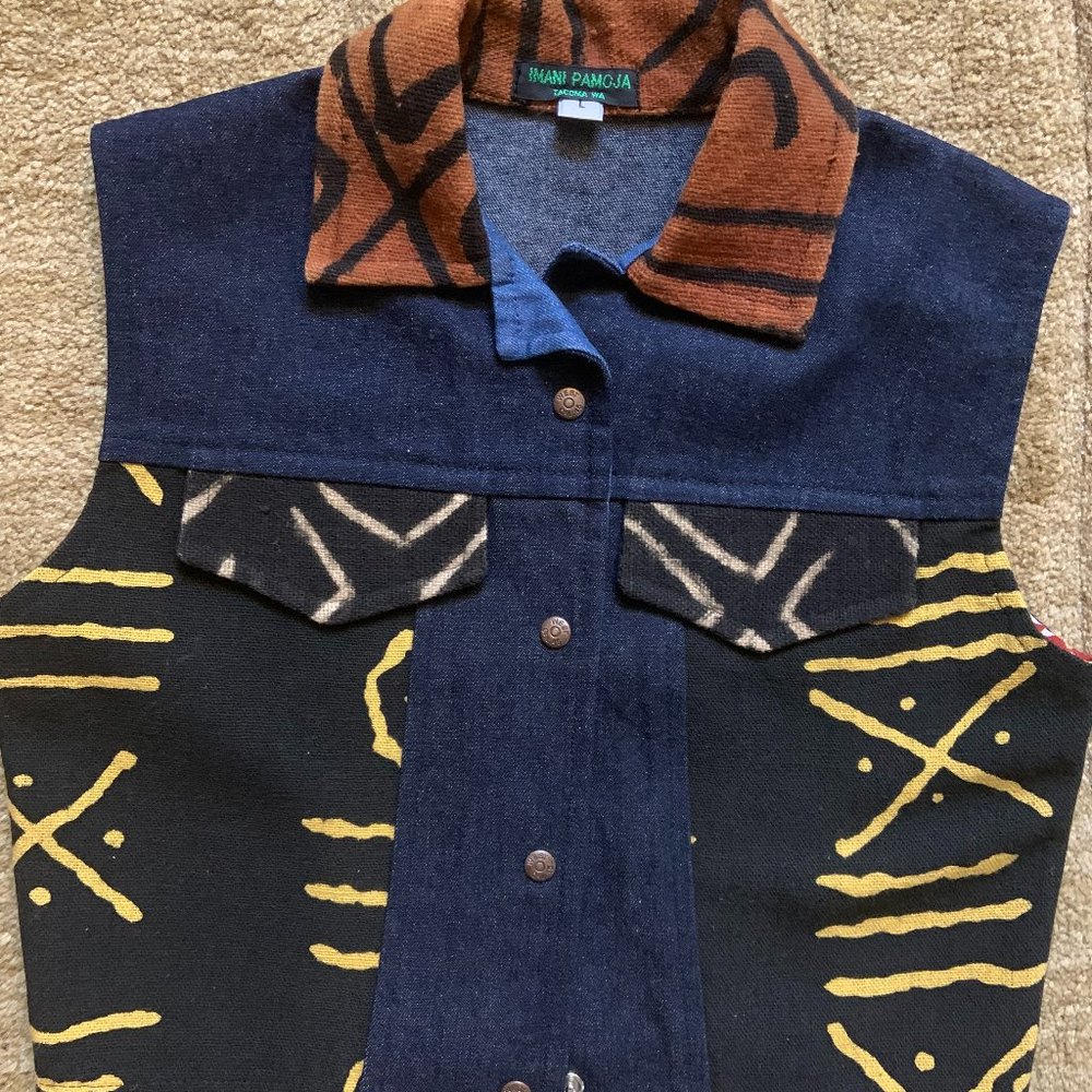 NWOT - Denim And Mudcloth Unisex Vest